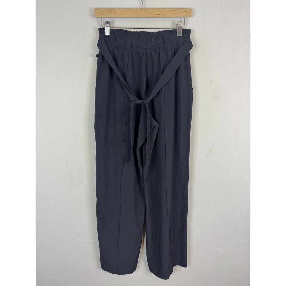 Lululemon Noir Pant Black Wide Leg High Rise Belted Trousers Size 8